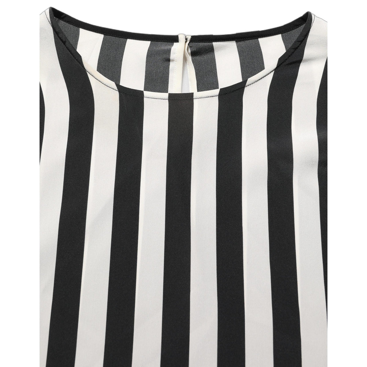 Dolce & Gabbana Black White Stripes Round Neck Blouse Top