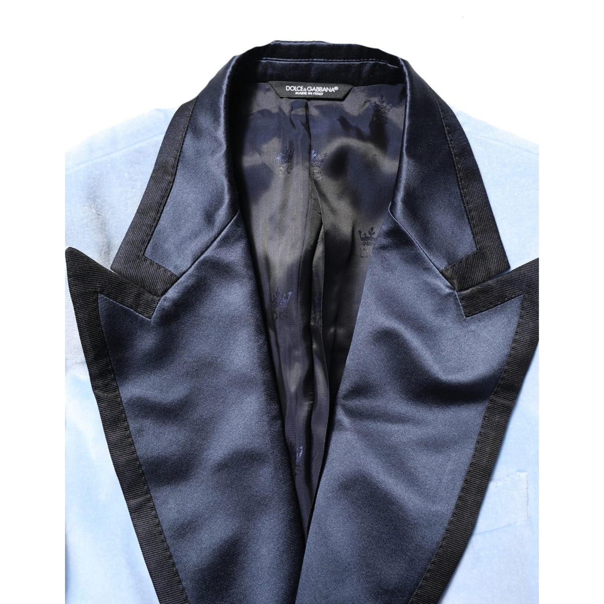 Dolce & Gabbana Blue Cotton Formal Single Breasted Jacket