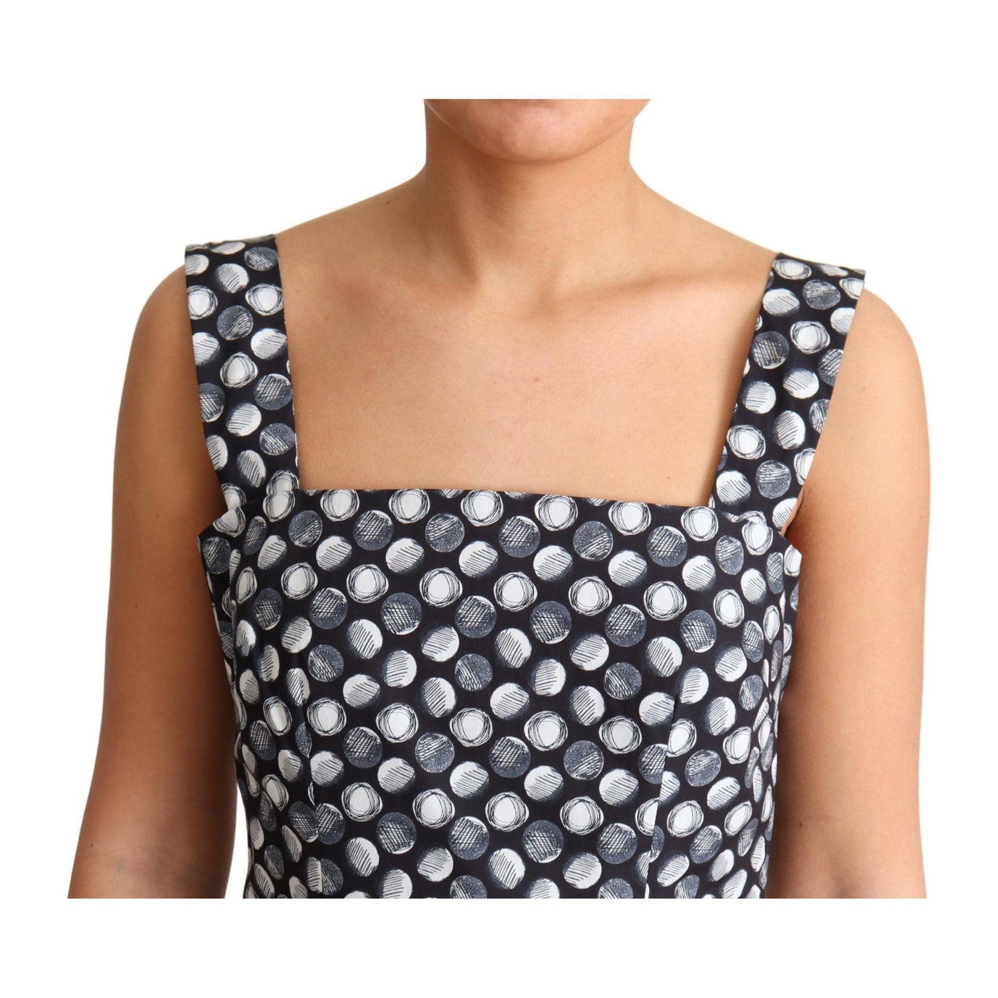 Dolce & Gabbana Blue Geometric Cotton A-Line Gown Dress