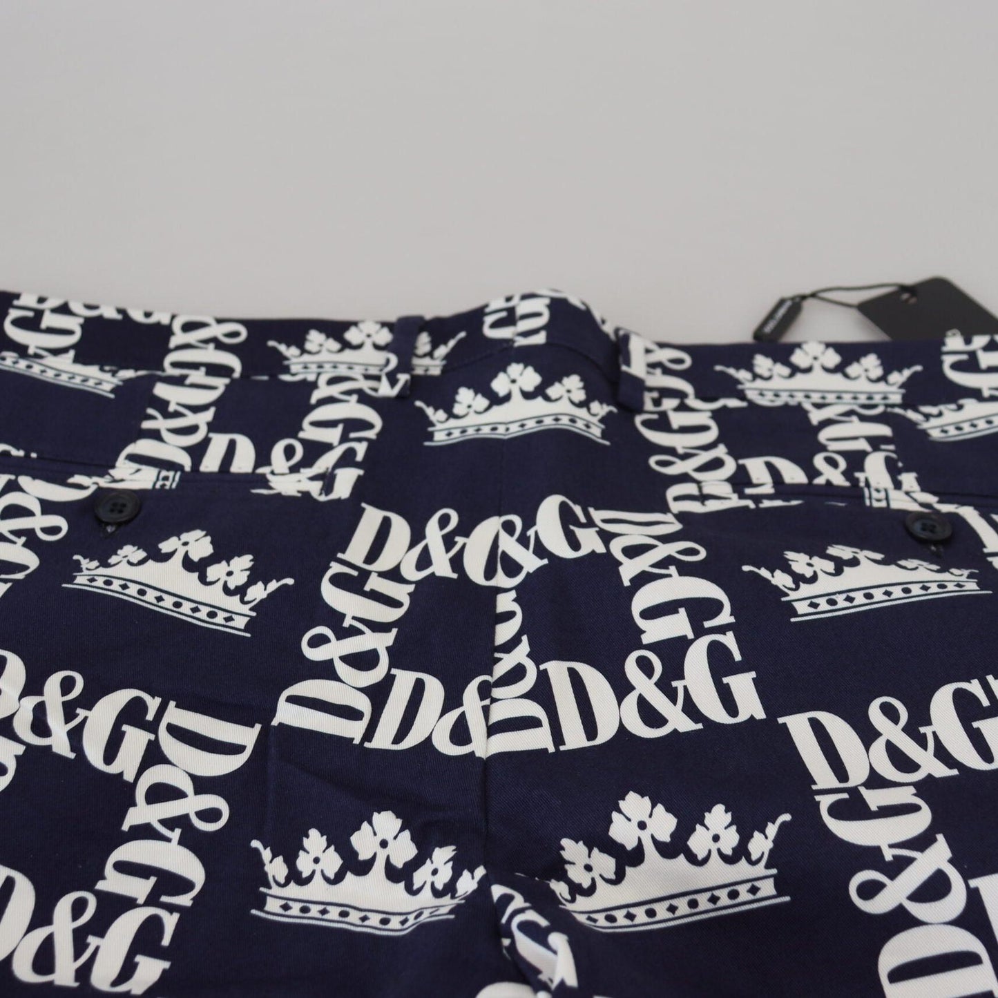 Dolce & Gabbana Blue Logo Print Cotton Chinos Shorts