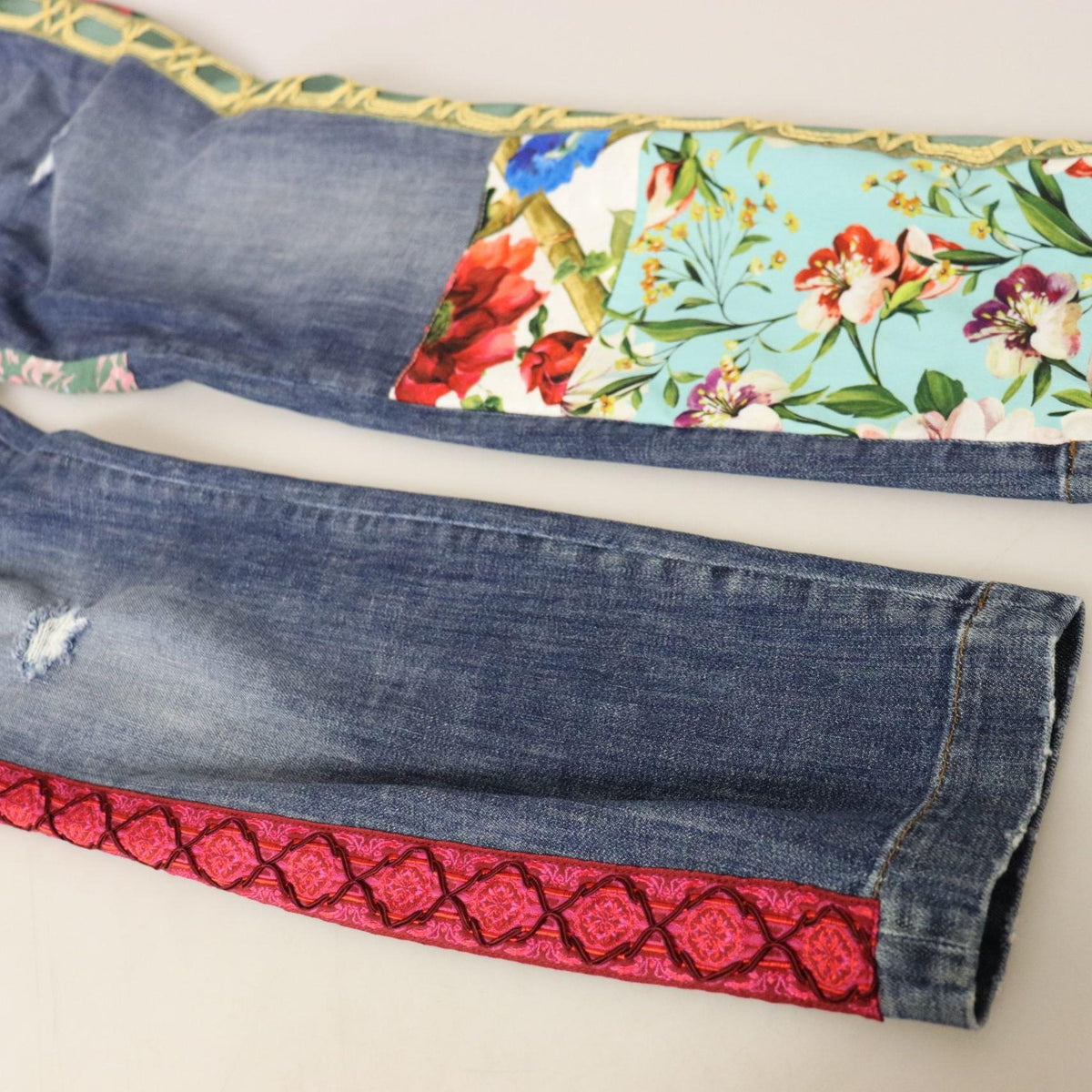 Dolce & Gabbana Blue Patchwork High Waist Denim Jeans
