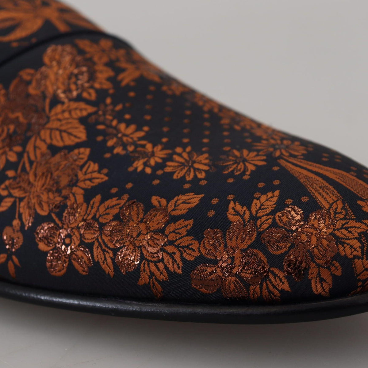 Dolce & Gabbana Blue Rust Floral Slippers Loafers Shoes