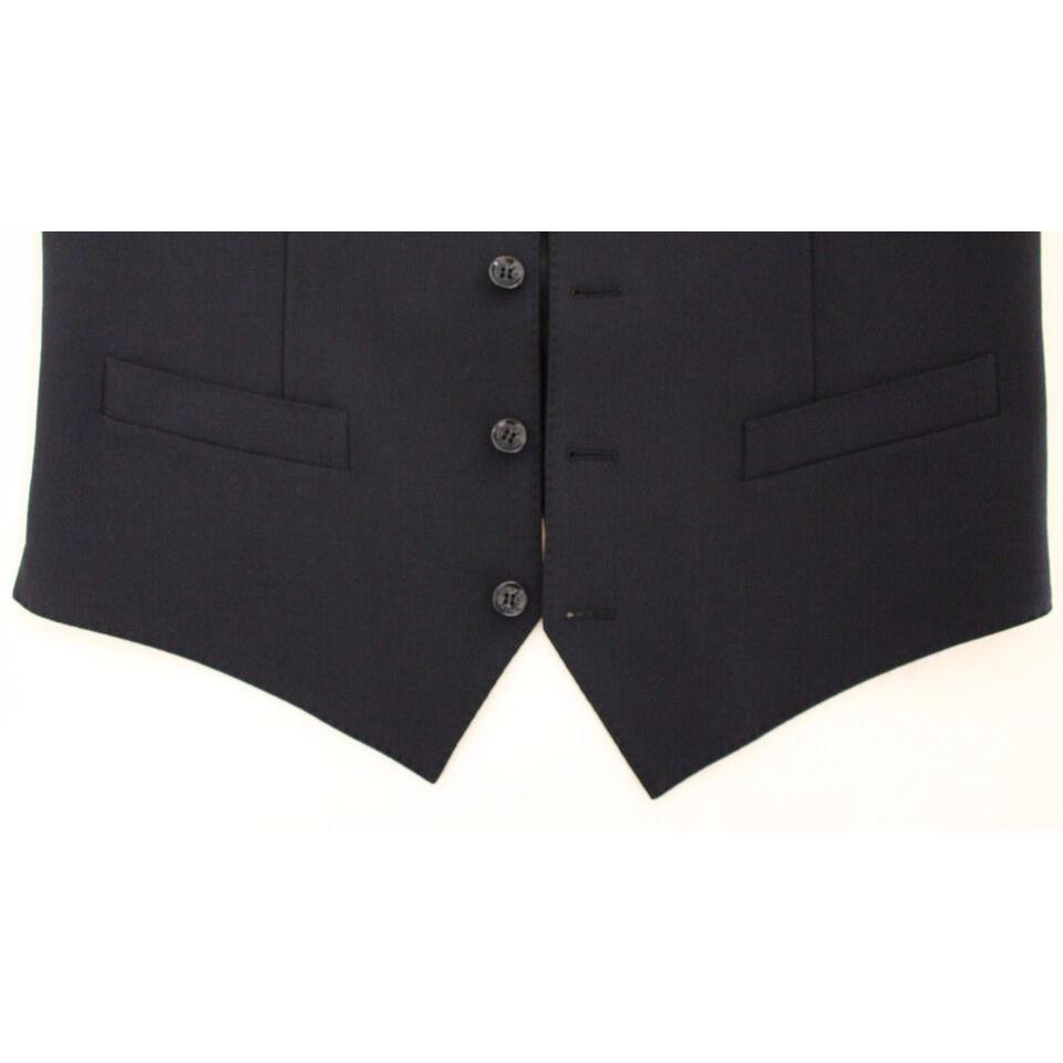 Dolce & Gabbana Blue Wool Formal Dress Vest Gilet