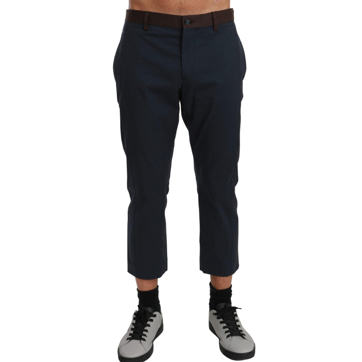 Dolce & Gabbana Brown Stripes Cropped Trousers Pants