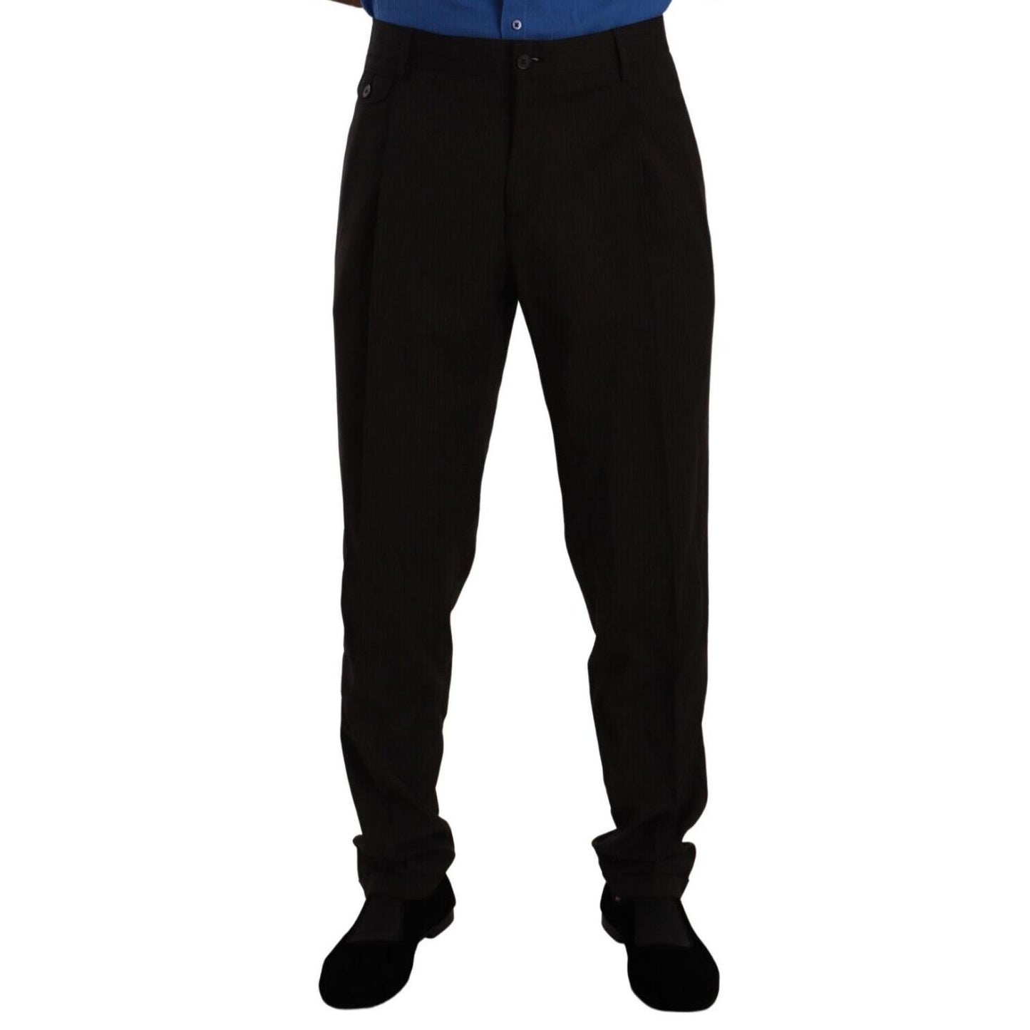Dolce & Gabbana Brown Wool Skinny Formal Dress Pants