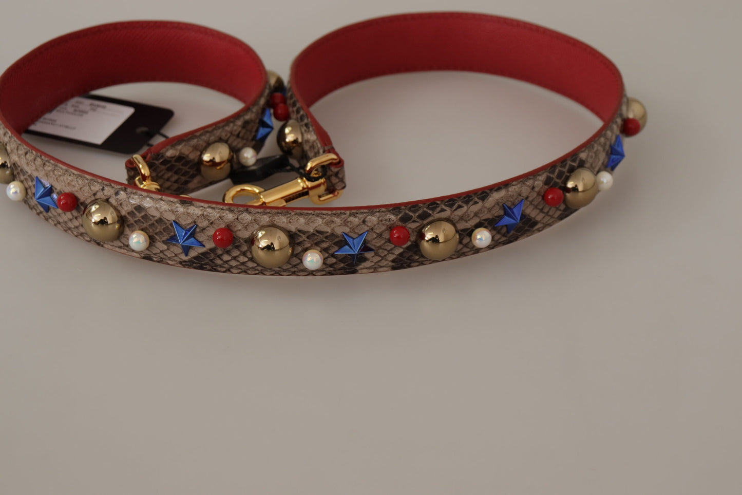 Dolce & Gabbana Brun Python Læder Studded Skulder Strap