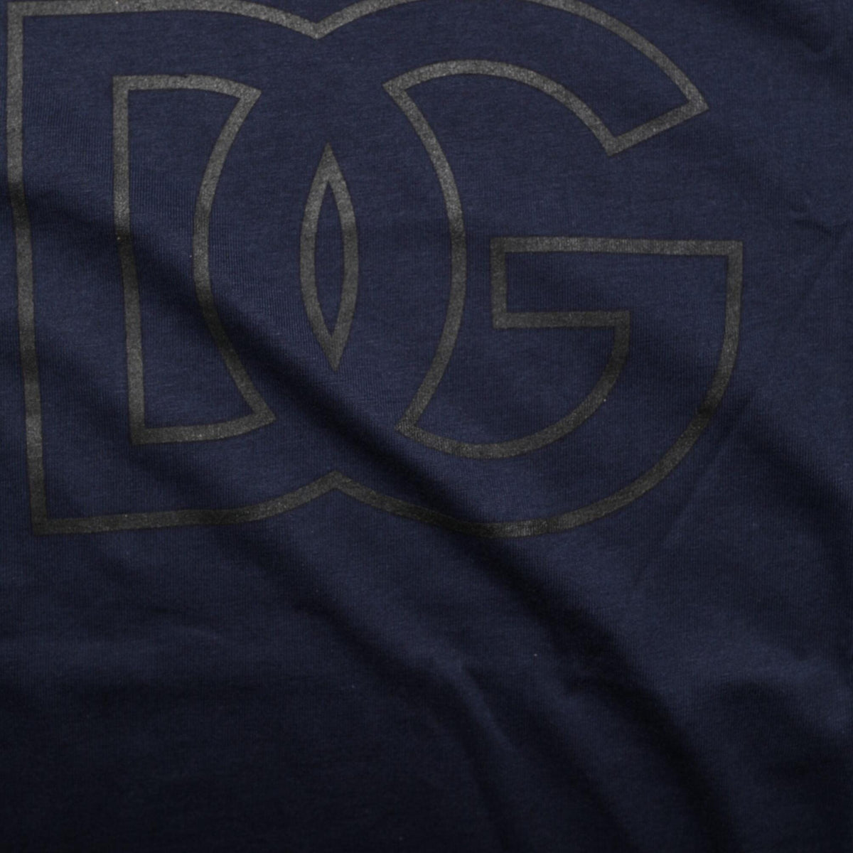 Dolce & Gabbana Dark Blue Cotton DG Logo Print Men’s Top T-shirt