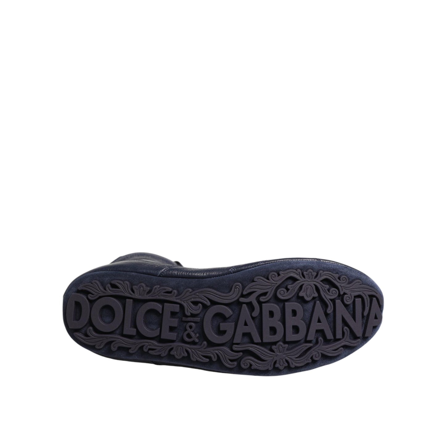 Dolce & Gabbana Dark Blue Deer Leather Mid Calf Boots Shoes