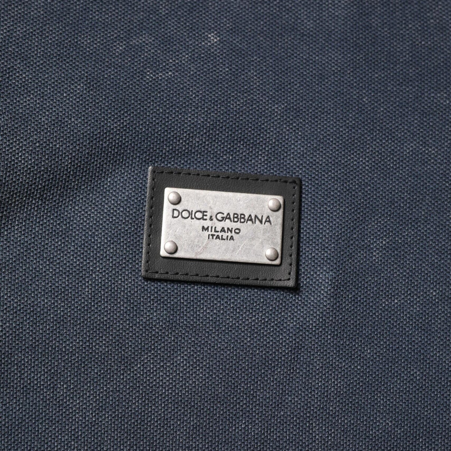Dolce & Gabbana Dark Blue Logo Plaque Cotton Men Polo Shirt T-shirt