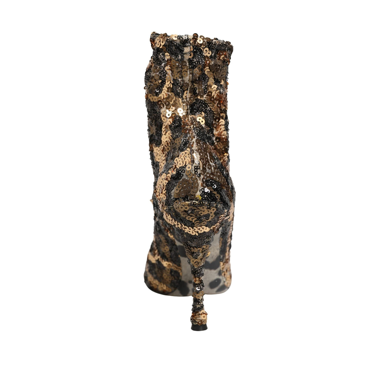 Dolce & Gabbana Gold Leopard Sequin Sock Ankle Boots Shoes