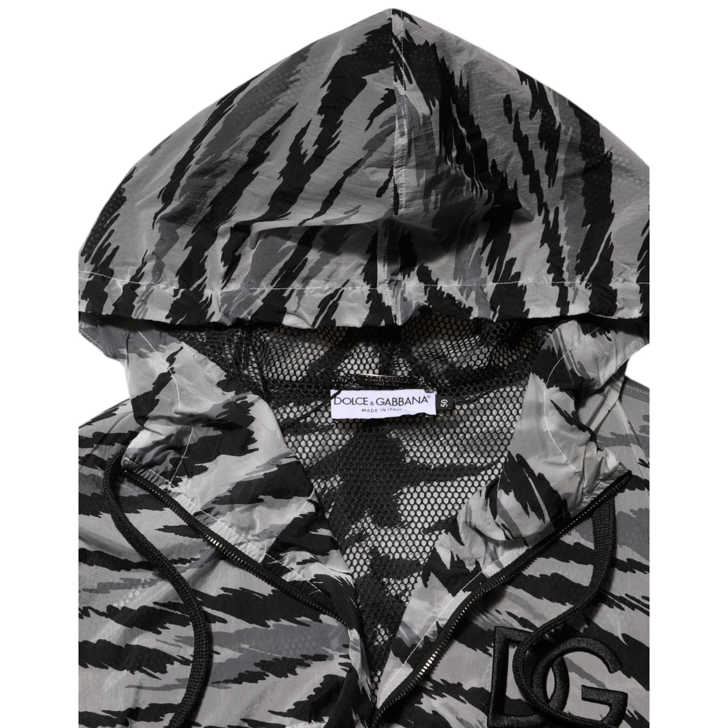 Dolce & Gabbana Gray Camouflage Hooded Sweatshirt Jacket