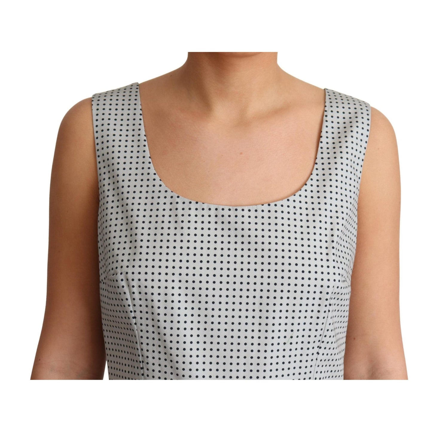 Dolce & Gabbana Gray Polka Dotted Cotton A-Line Dress
