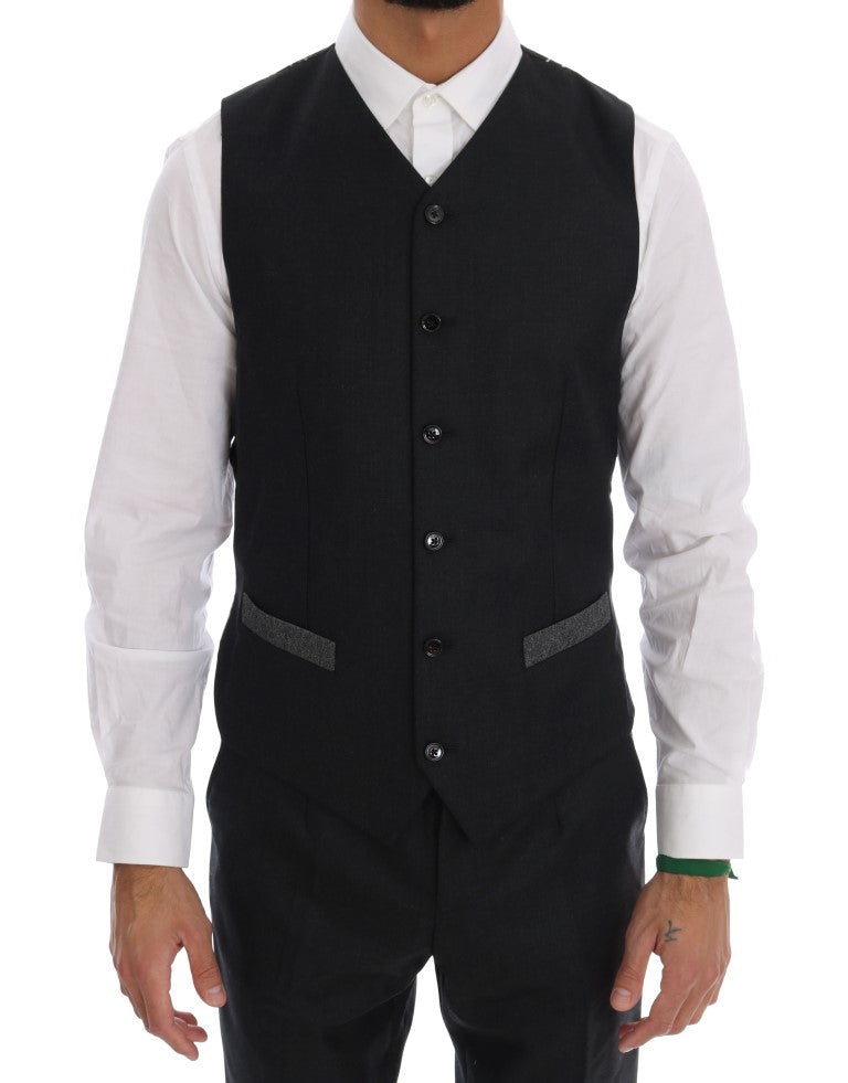 Dolce & Gabbana Gray Wool Double Breasted 3 Piece Suit