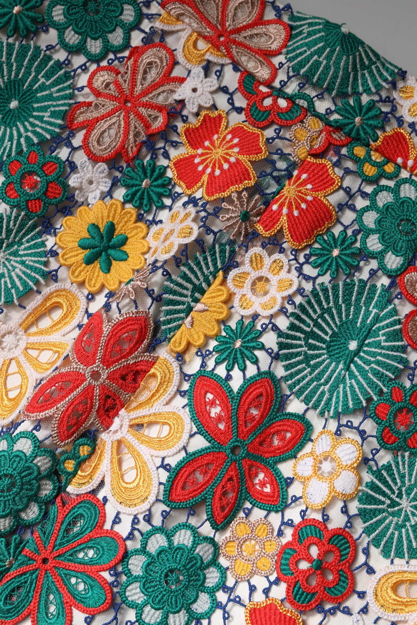 Dolce & Gabbana Multicolor Floral Lace High Waist Mini Skirt