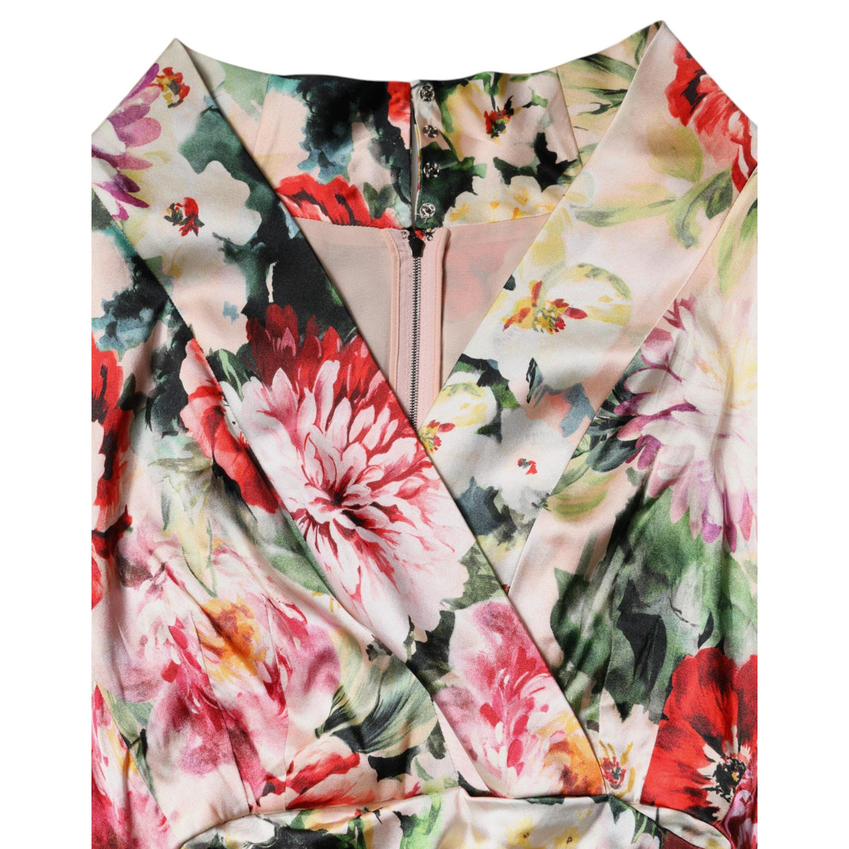 Dolce & Gabbana Multicolor Floral Short Sleeves Sheath Midi Dress