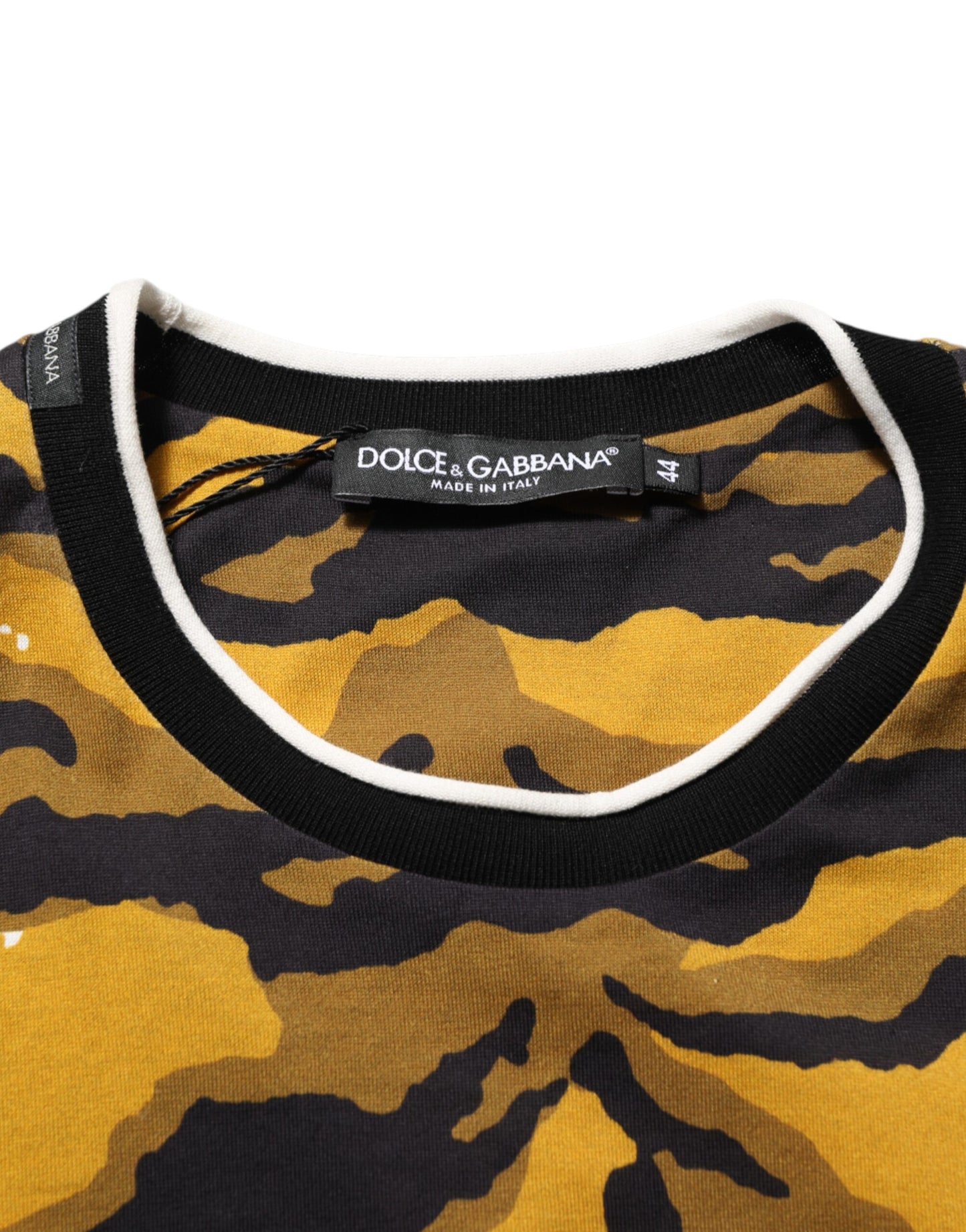 Dolce & Gabbana Multicolor Leopard Palm Leaf Men Crew Neck T-shirt