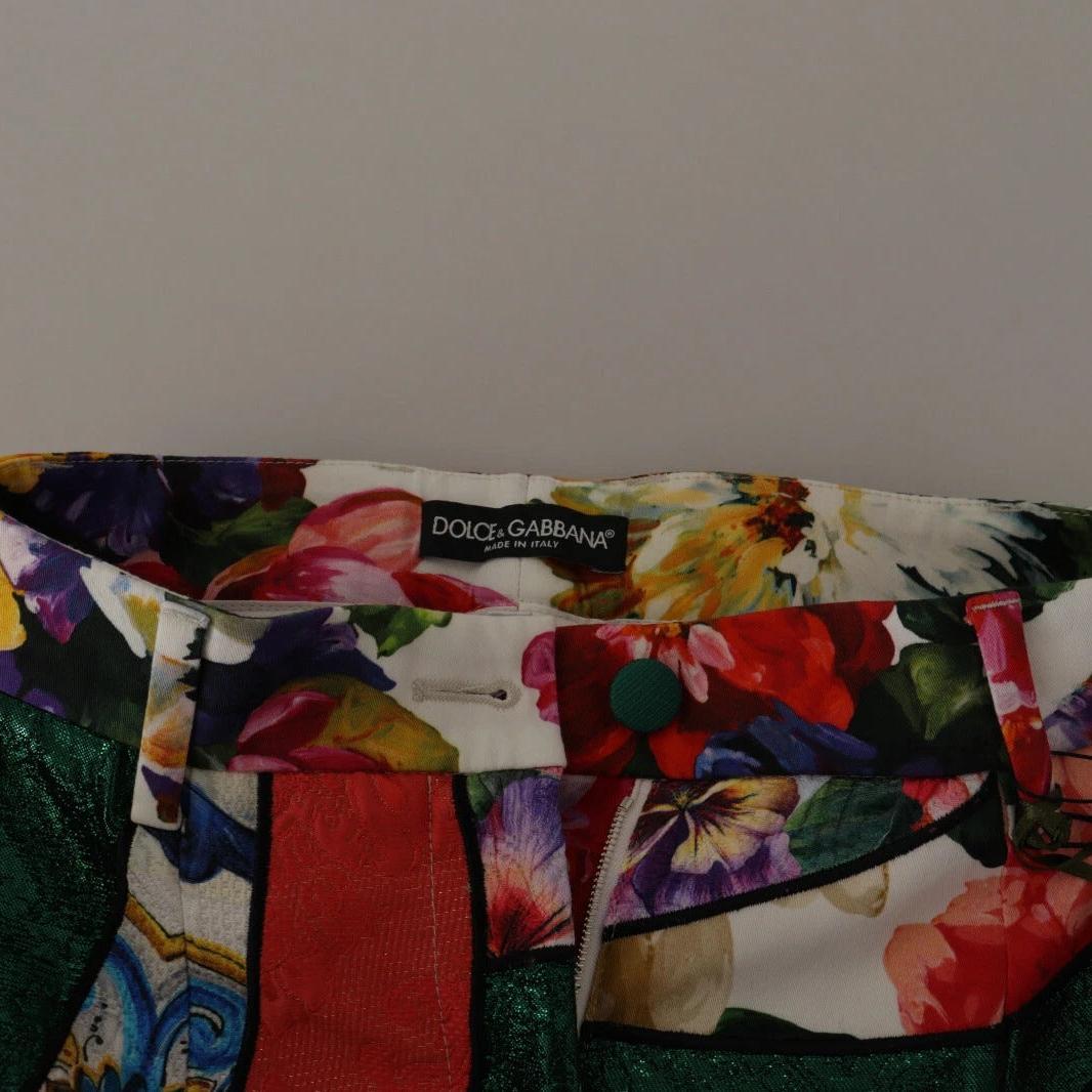 Dolce & Gabbana Multicolor Patchwork Jacquard High Waist Pants
