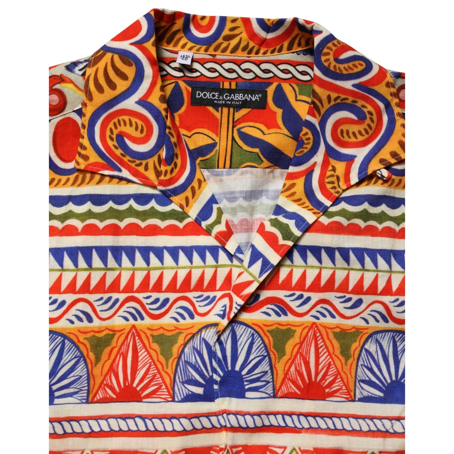 Dolce & Gabbana Multicolor Sicilian Carretto Twill Cotton Men Shirt