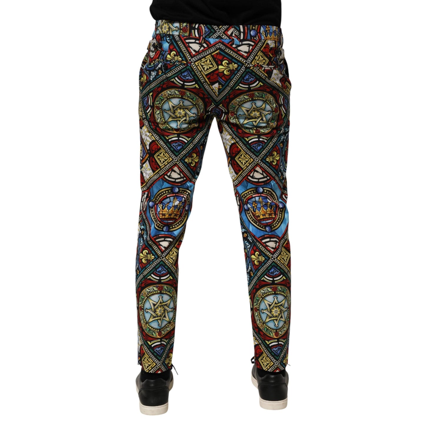 Dolce & Gabbana Multicolor Stained Glass Window Style Print Men Pants