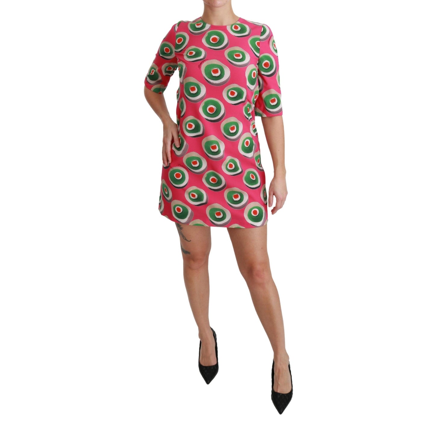 Dolce & Gabbana Pink Silk Cup Cake Shift Stretch Dress
