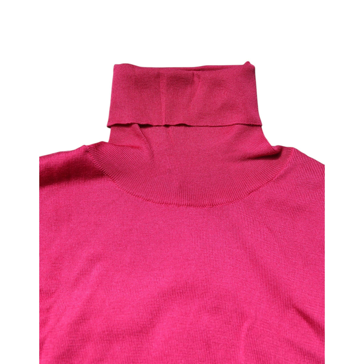 Dolce & Gabbana Pink Silk Knitted Turtleneck Cropped Top