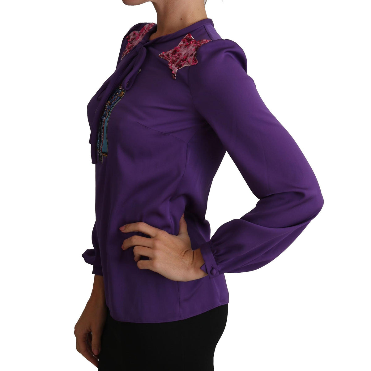 Dolce & Gabbana Purple Blouse Prince Fairy Tale Embellished Top