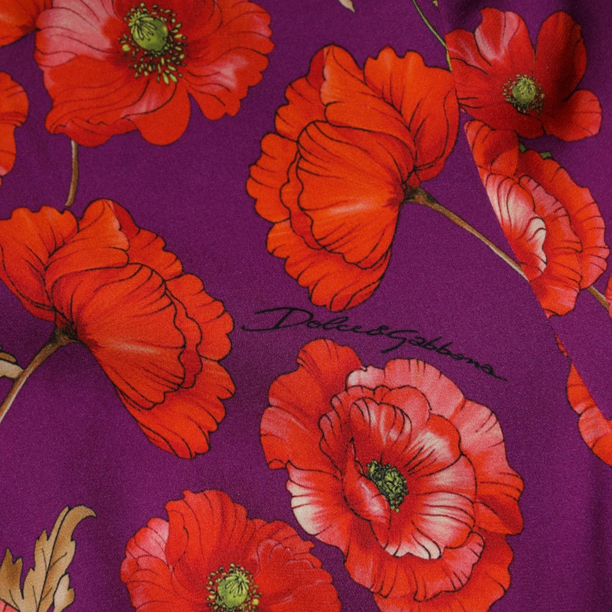 Dolce & Gabbana Purple Silk Floral Print Midi Sheath Dress