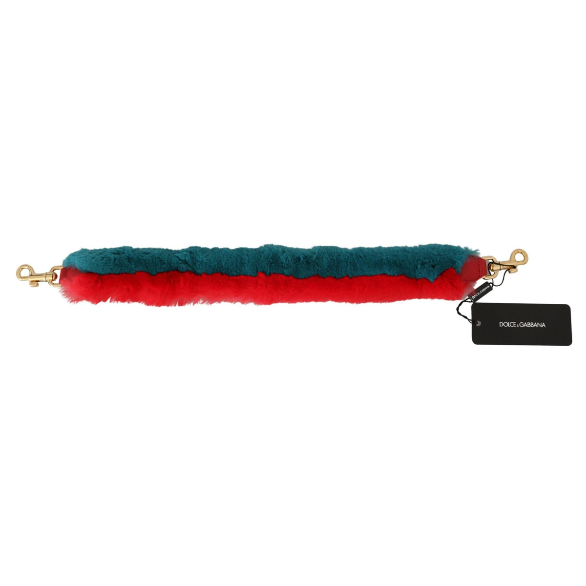 Dolce & Gabbana BEL60719 rød og blå taskerem i kaninpels og læder