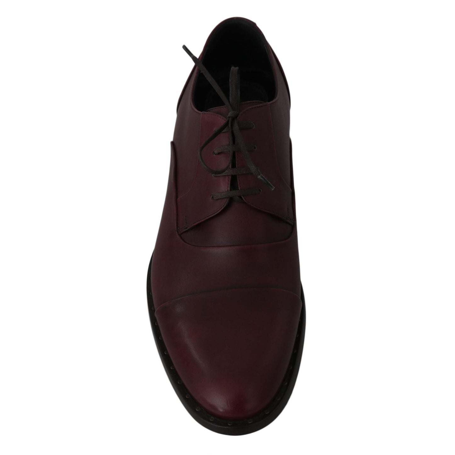 Dolce & Gabbana Red Bordeaux Leather Derby Formal Shoes
