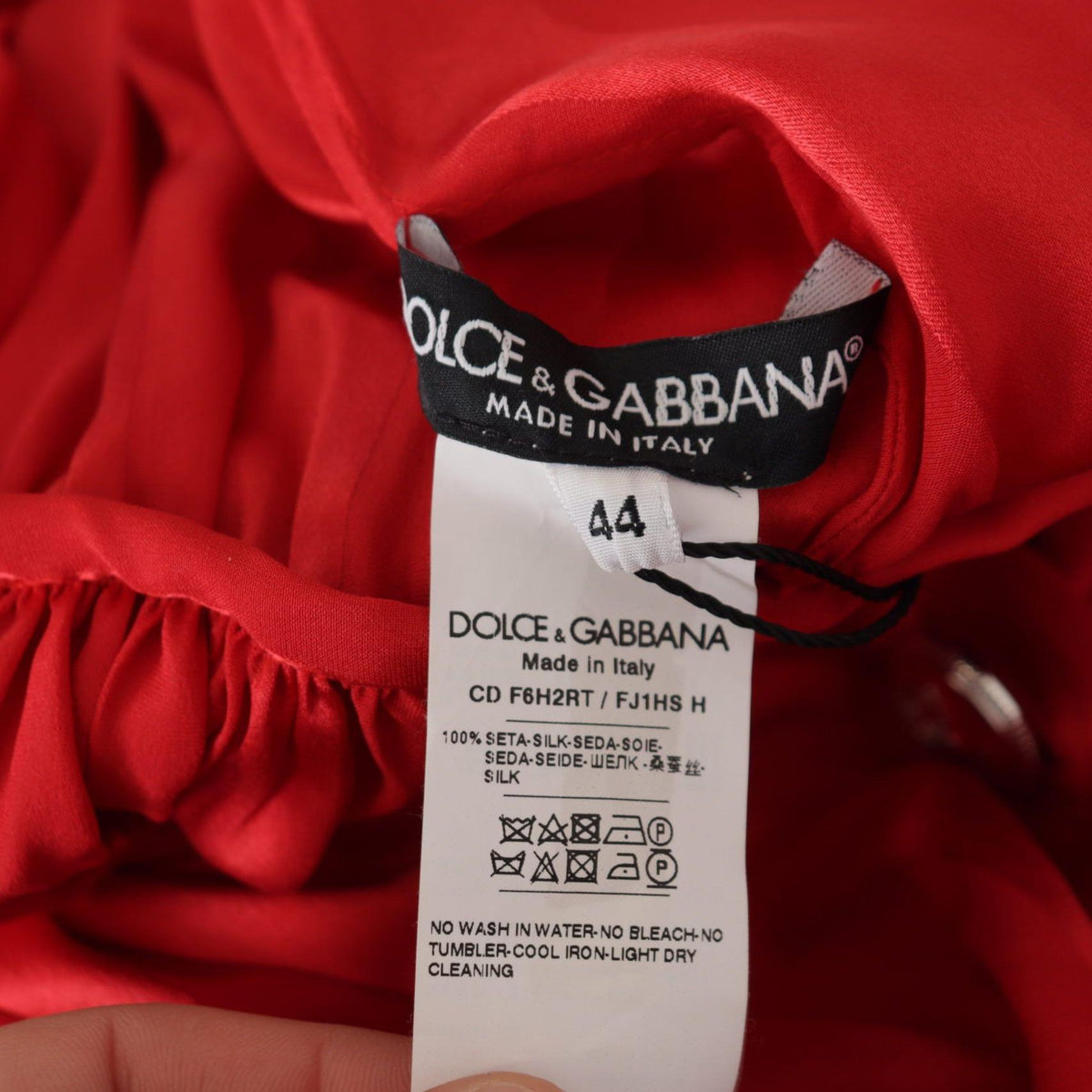 Dolce & Gabbana Red Button Down Belted Midi Satin Silk Dress