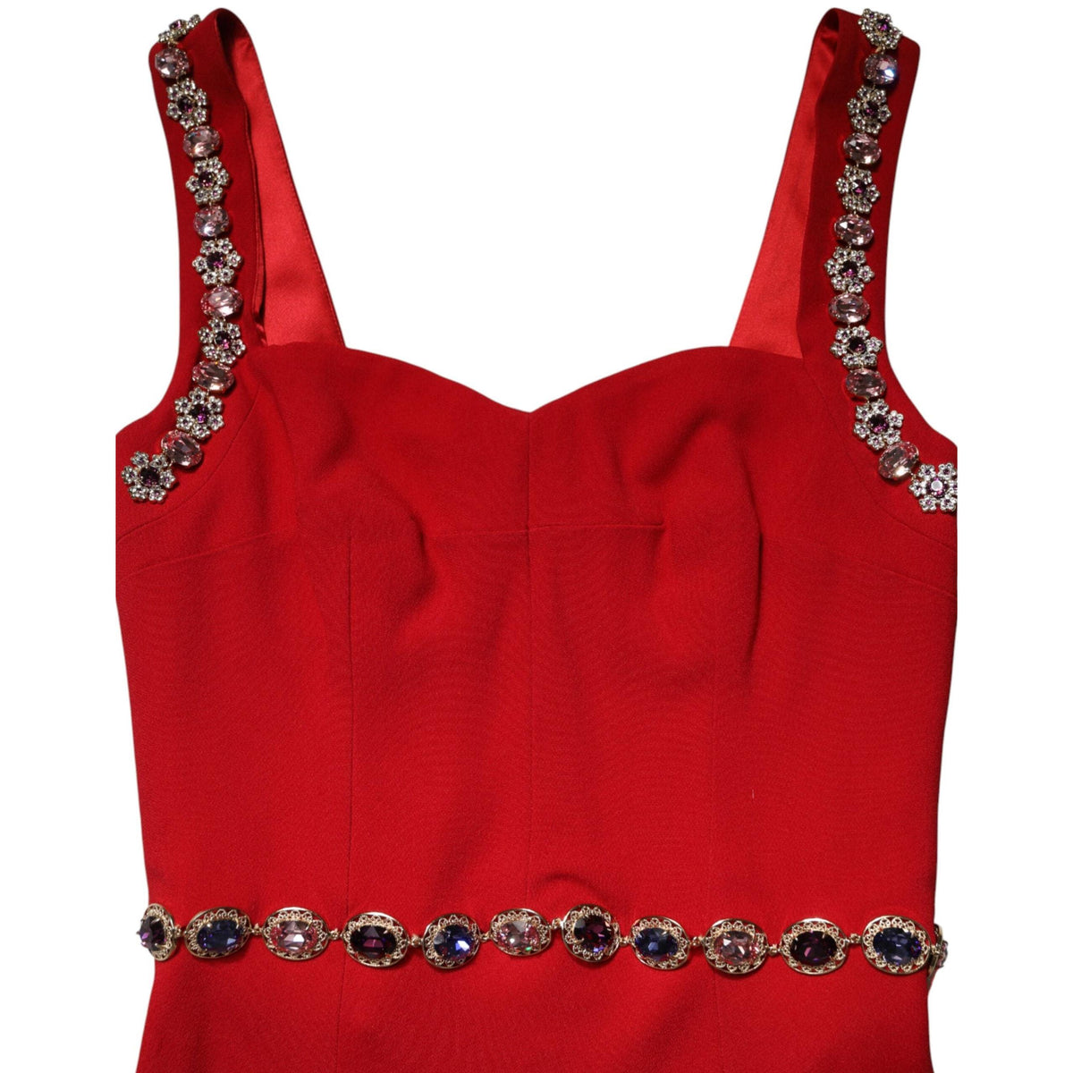 Dolce & Gabbana Red Embellished Sheath Mermaid Gown Dress