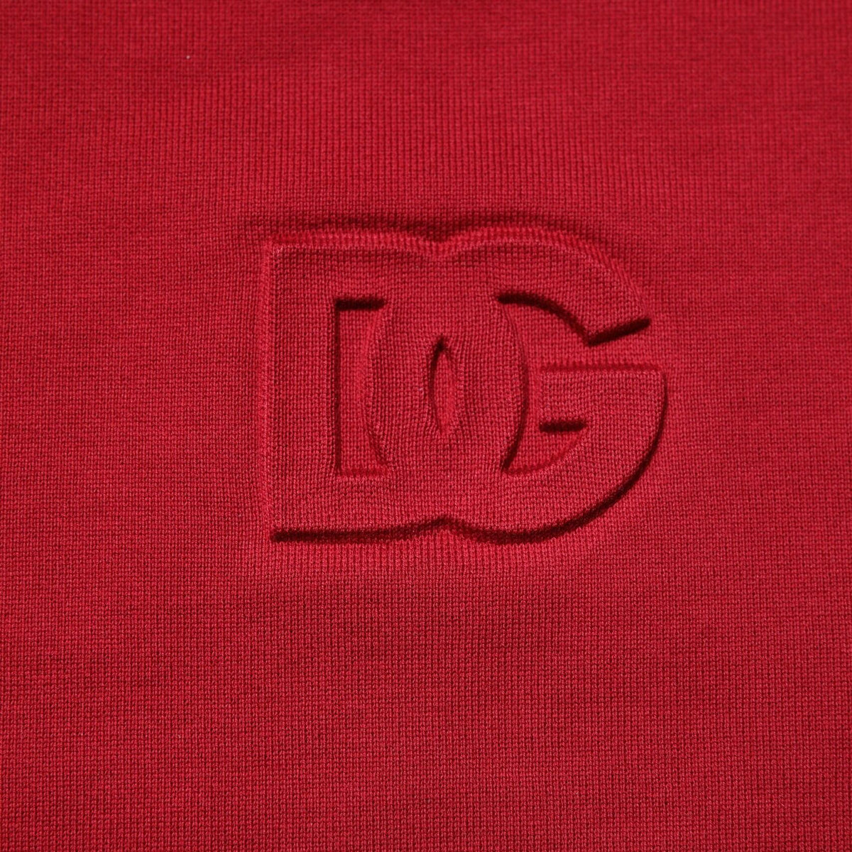 Dolce & Gabbana Red Embossed Logo Cotton Crew Neck Sweater