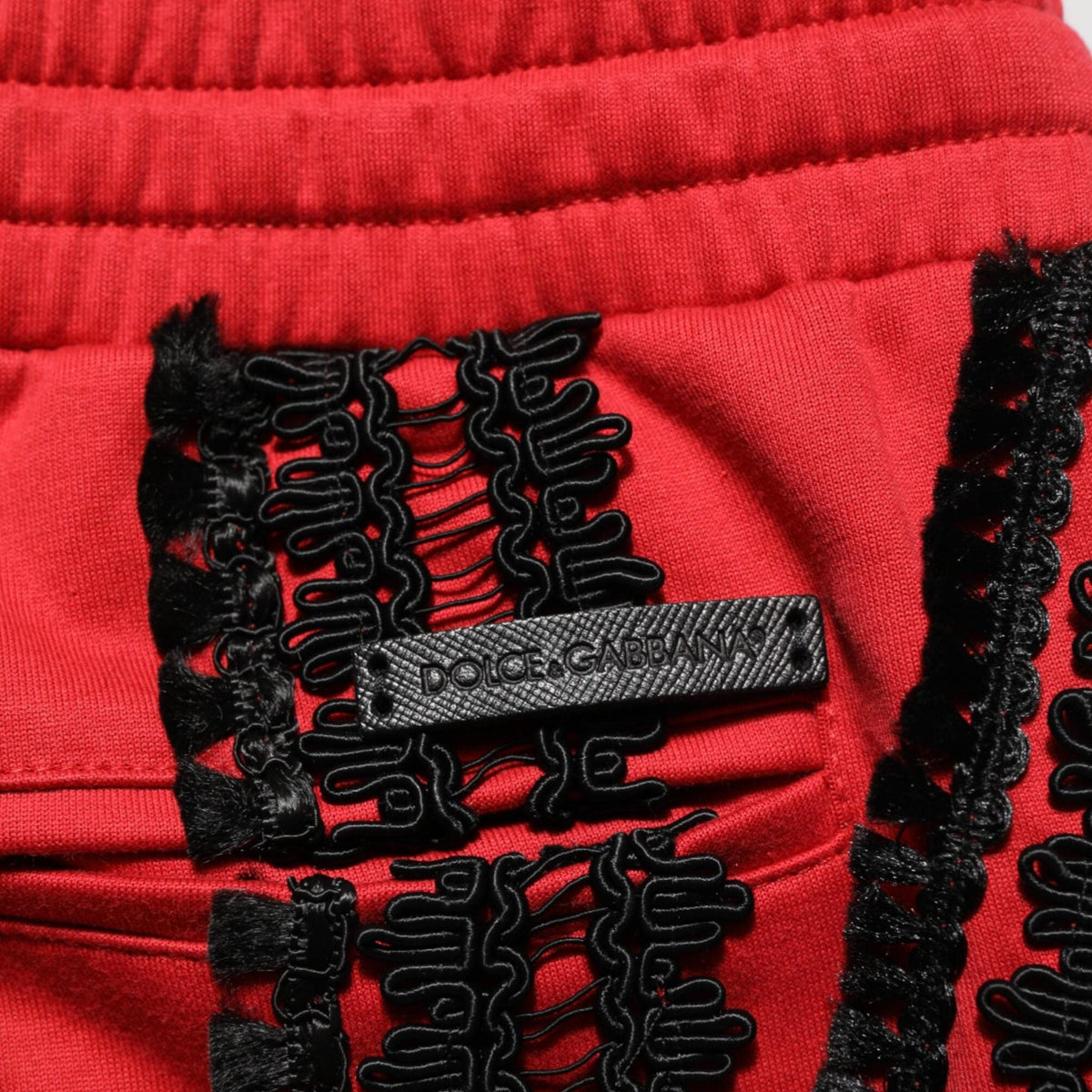 Dolce & Gabbana Red Embroidered Casual Cropped Trouser Pants