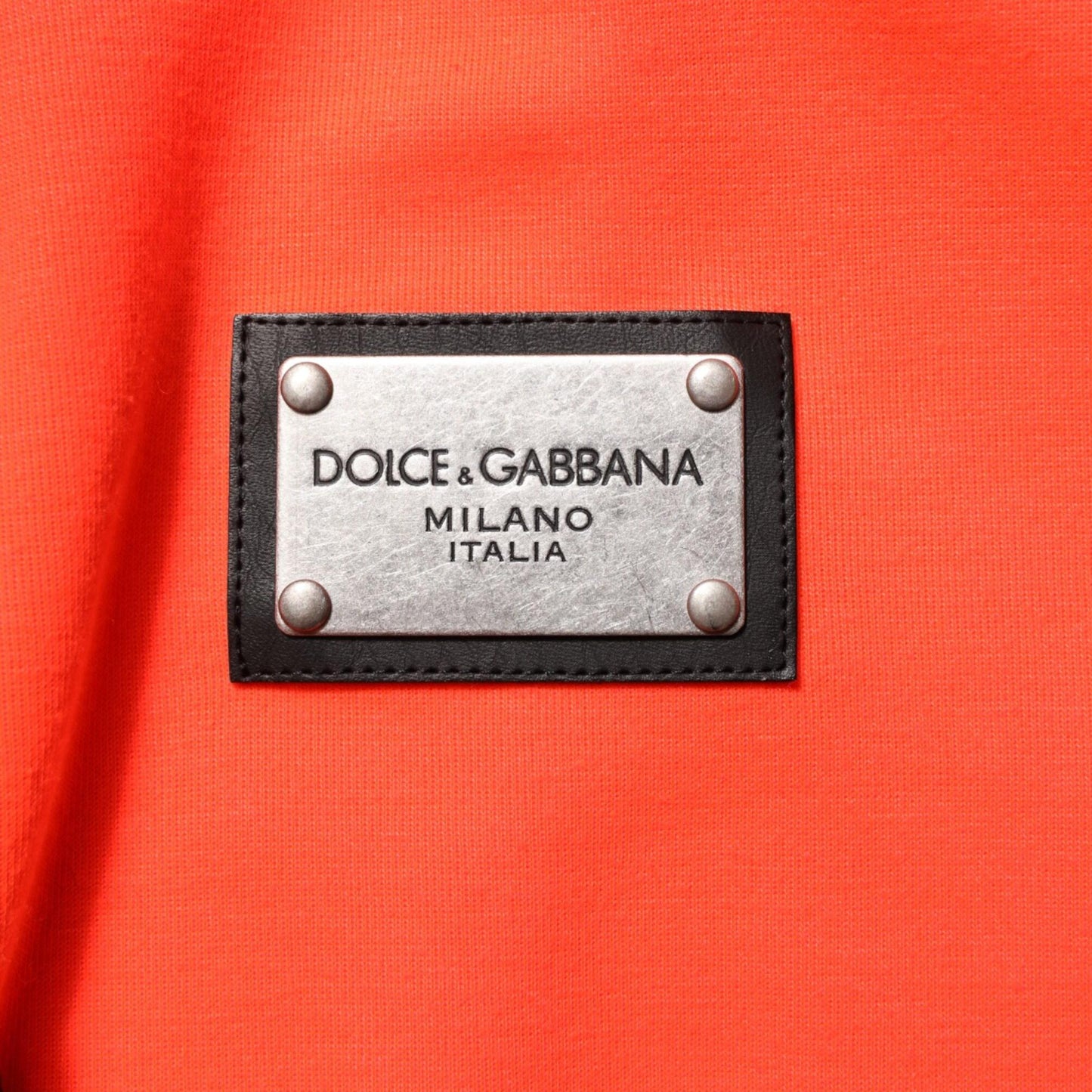 Dolce & Gabbana Red Fluorescent Polyester Logo Patch Hoodie Sweater
