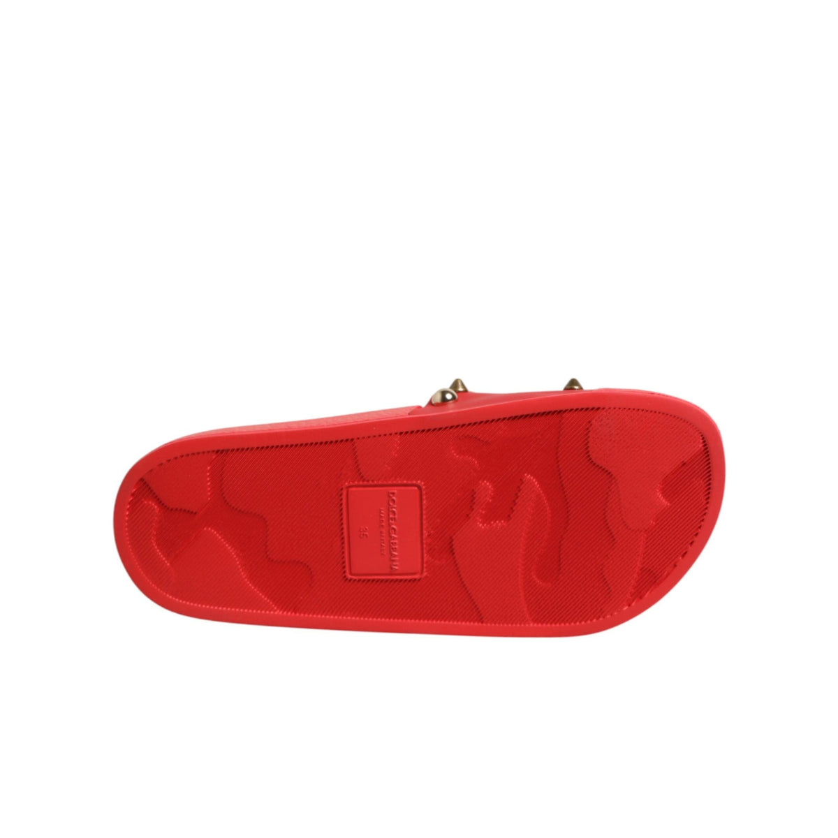 Dolce & Gabbana Red Sacred Heart Stud Slides Beachwear Shoes
