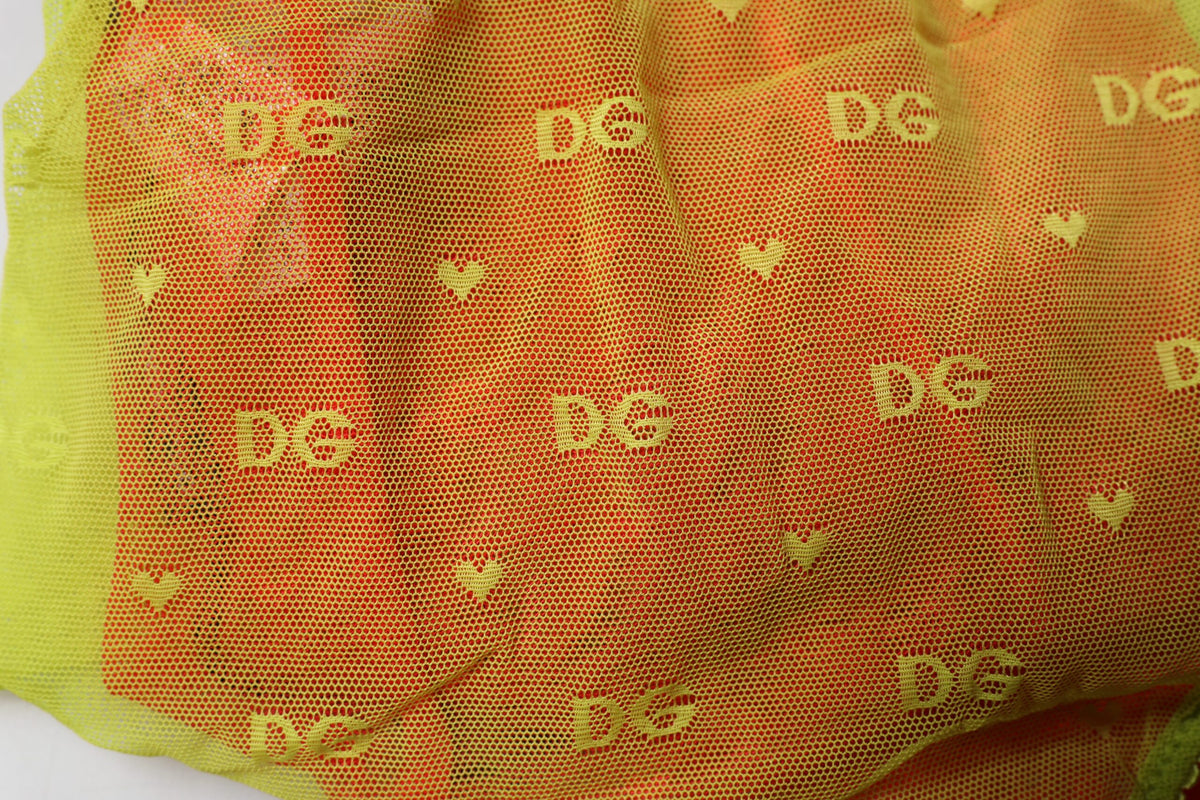 Dolce & Gabbana Red Yellow Tulle Mid Waist Panty Underwear