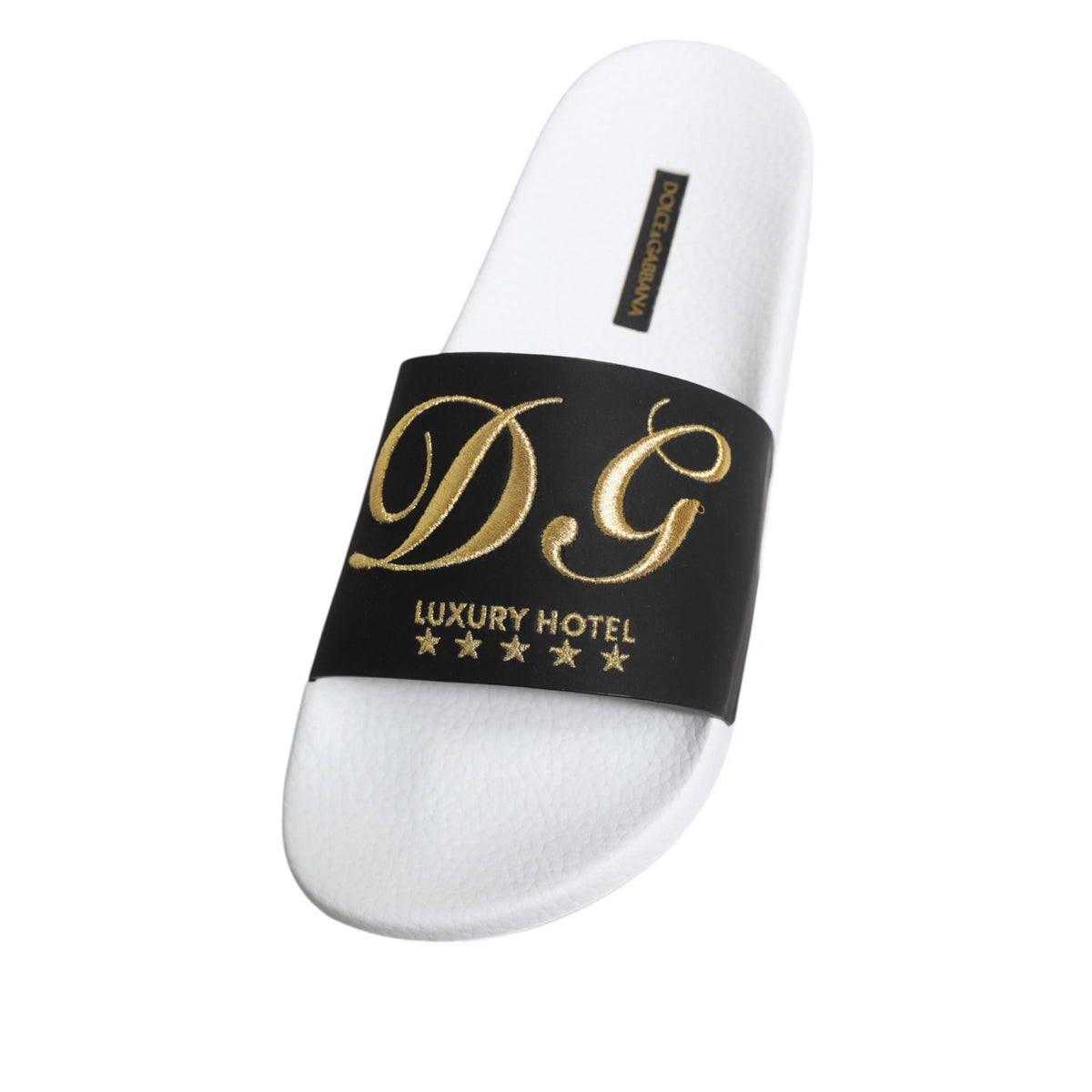 Dolce & Gabbana White Black Leather Sandals Beachwear Shoes