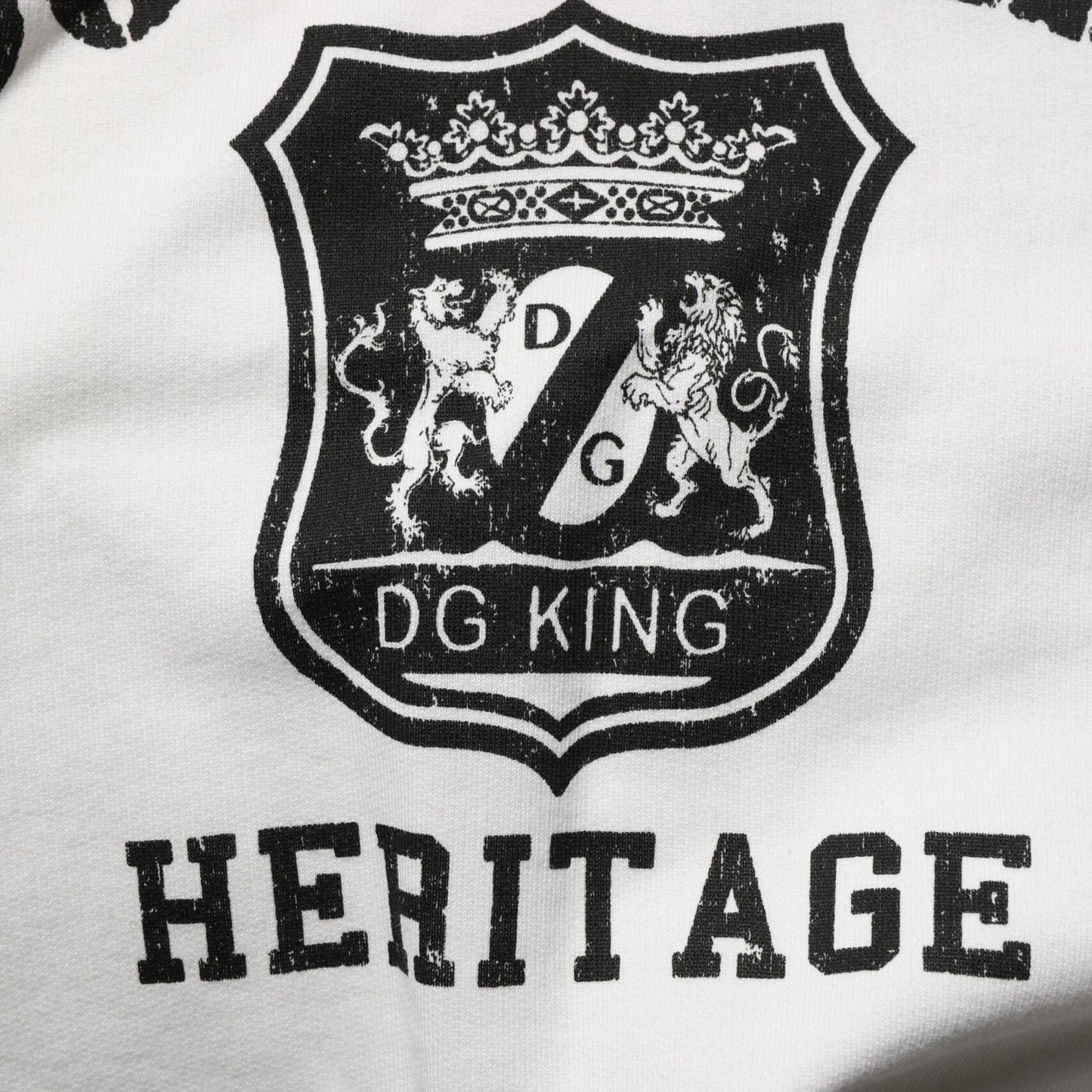 Dolce & Gabbana White Cotton DG ROYAL Print Hooded Sweater