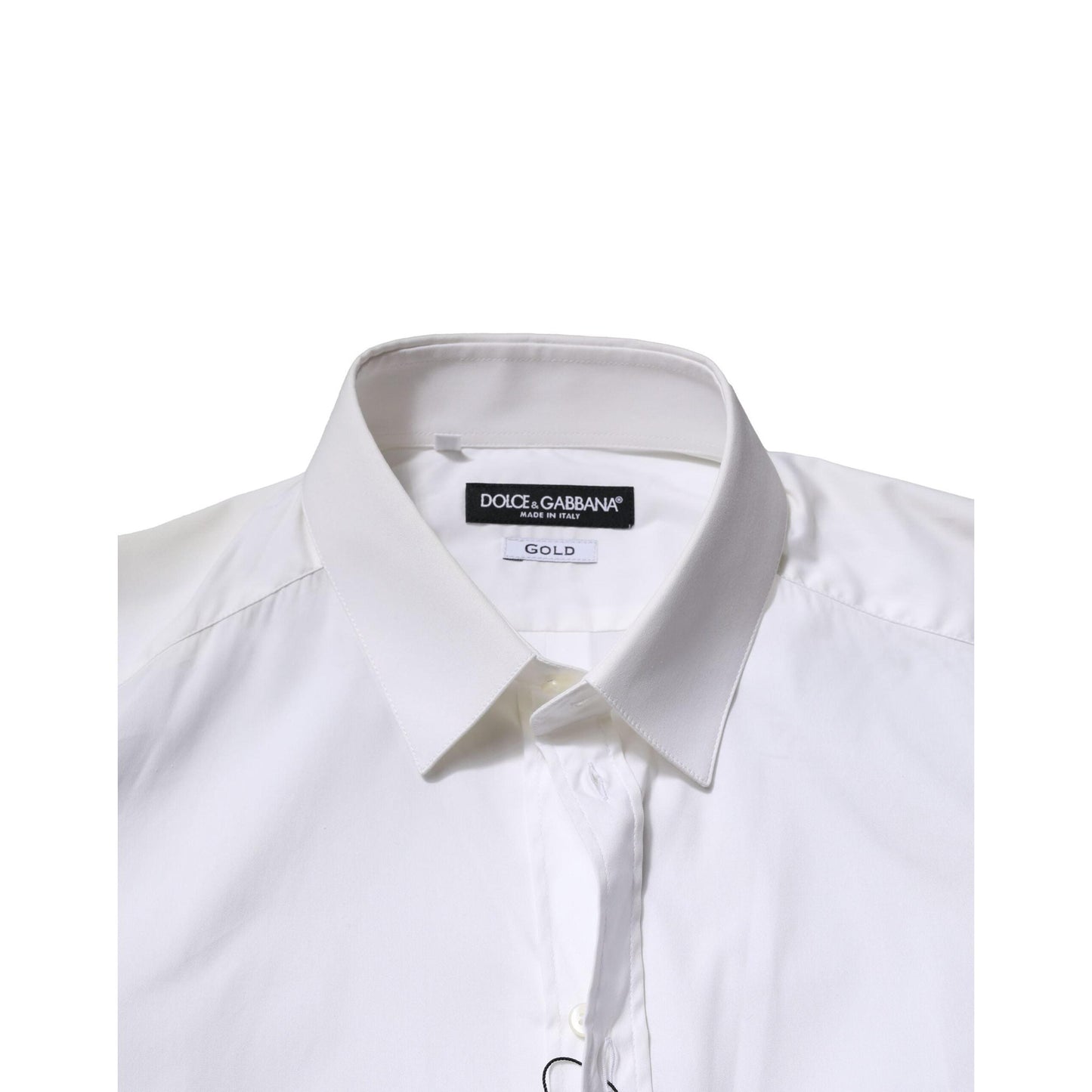 Dolce & Gabbana White Cotton GOLD Long Sleeves Formal Shirt