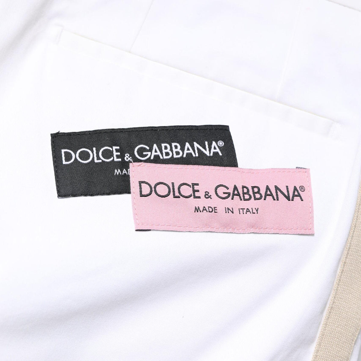 Dolce & Gabbana White Cotton Straight Logo Men Pants