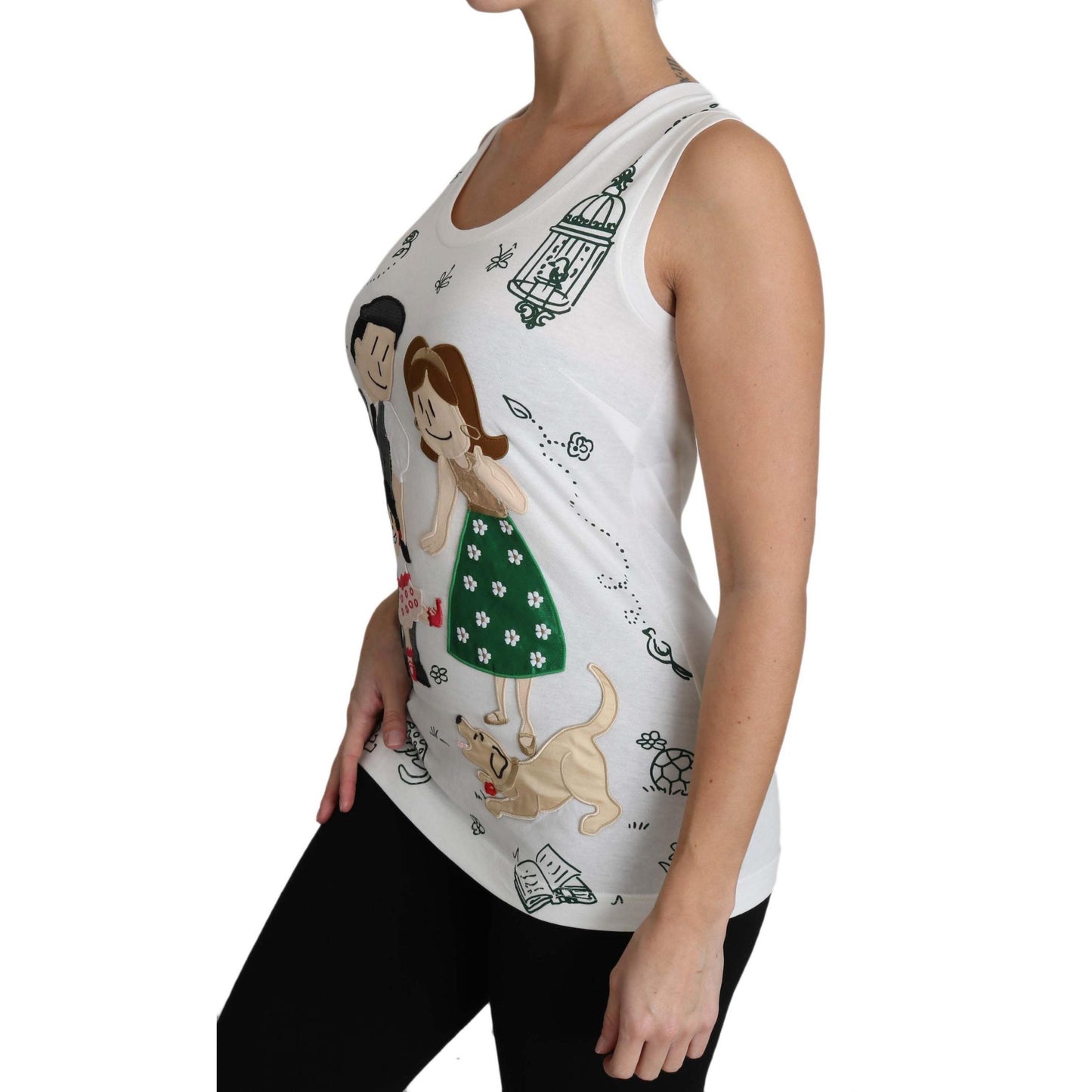 Dolce & Gabbana White Cotton #dgfamily Sleeveless Shirt Tank Top