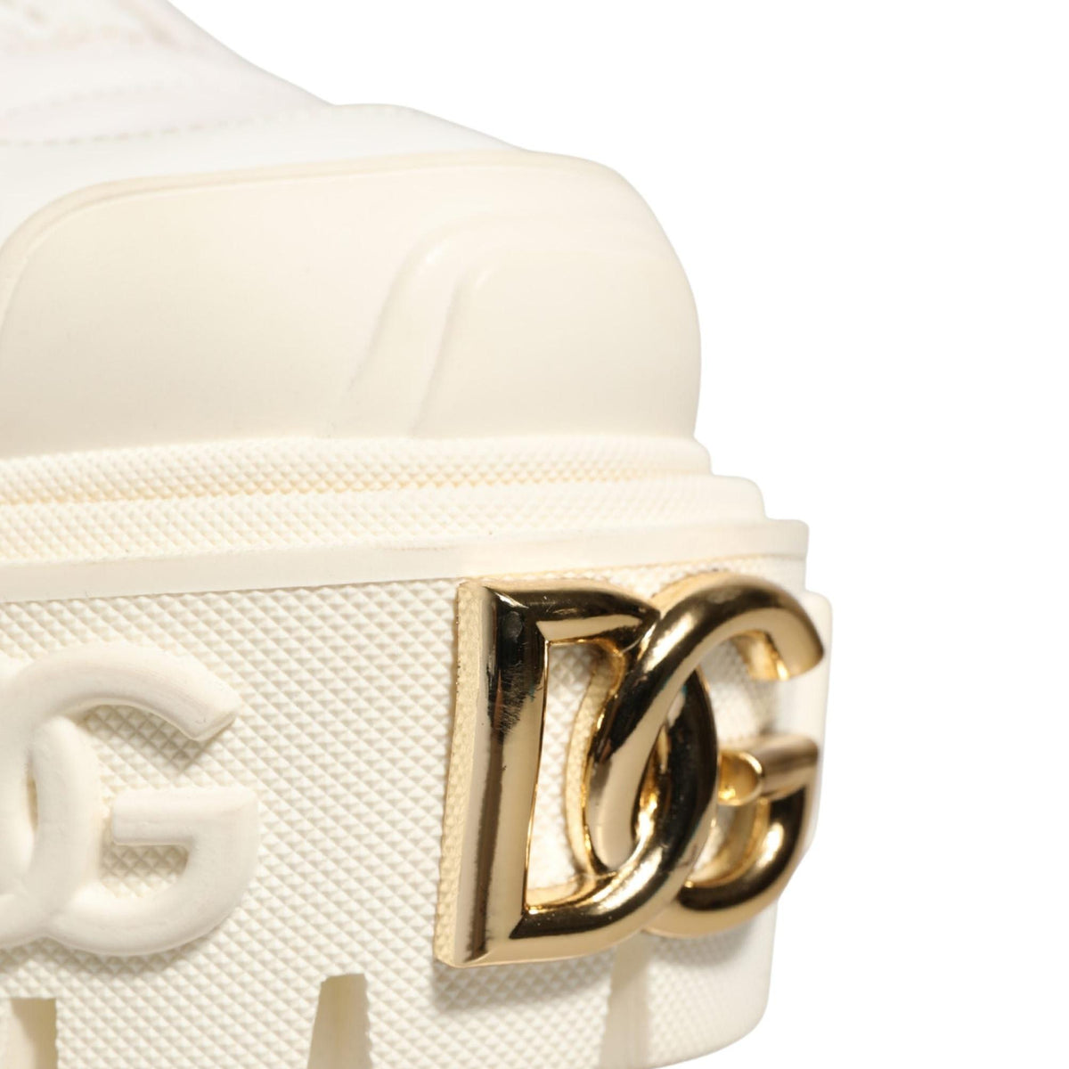 Dolce & Gabbana White Leather Rubber Logo Ankle Boots Shoes