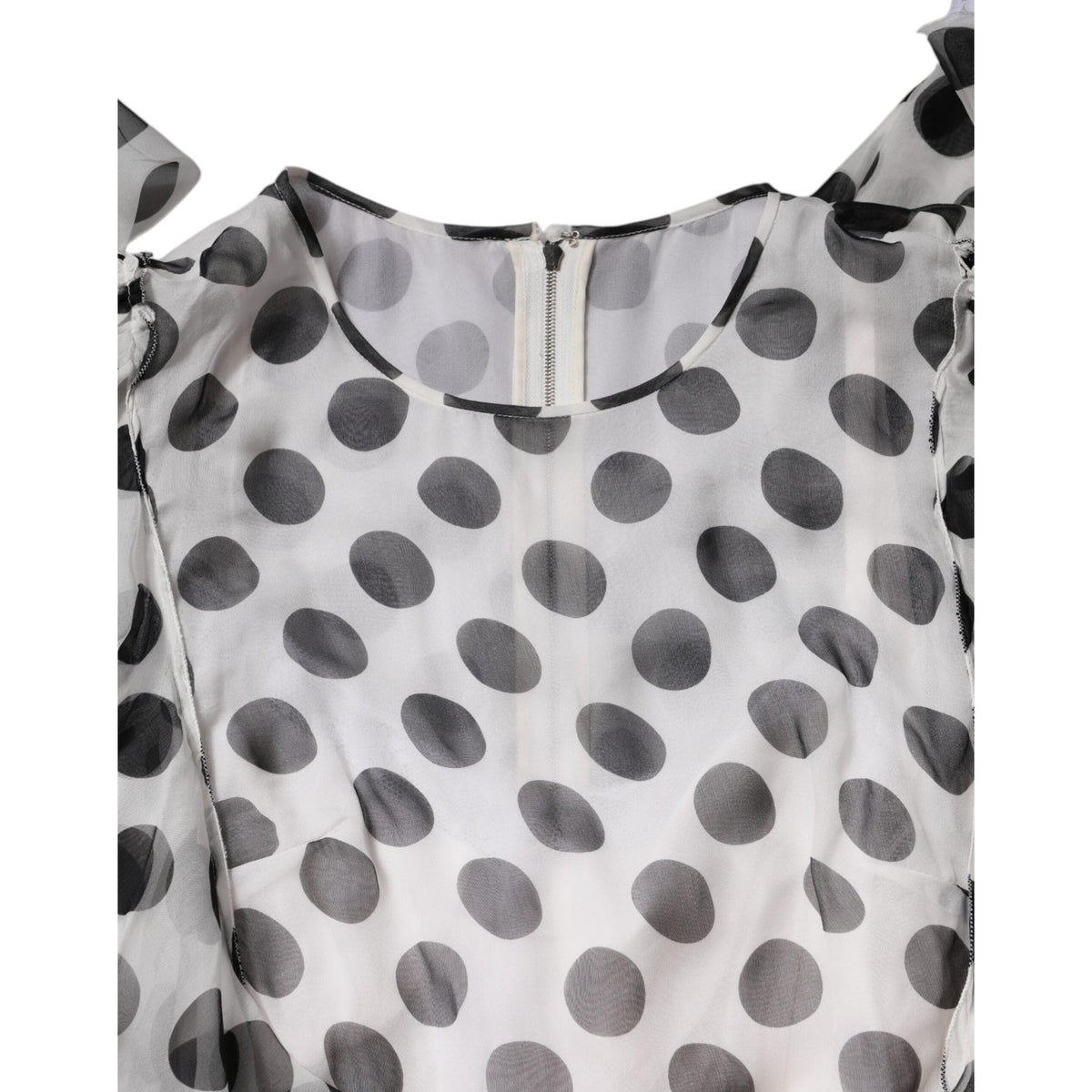 Dolce & Gabbana White Polka Dotted Silk Blend A-line Dress