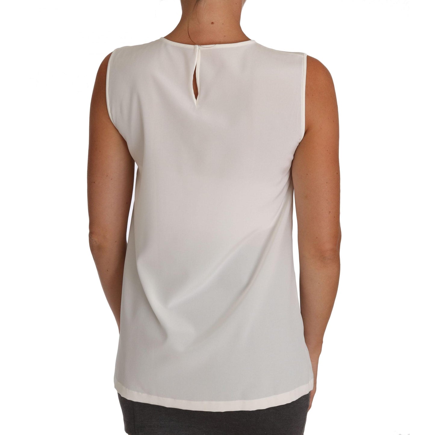 Dolce & Gabbana White Silk Embellished Crystal Sequin Fairy Top