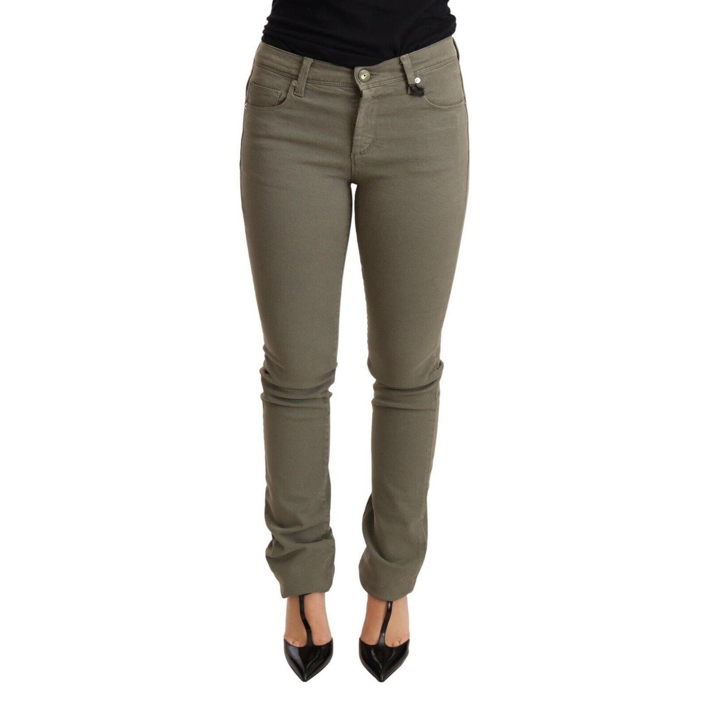 Ermanno Scervino Green Low Waist Skinny Slim Trouser Cotton Jeans