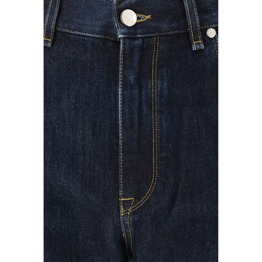 Fendi Blue Cotton Straight-Leg Jeans