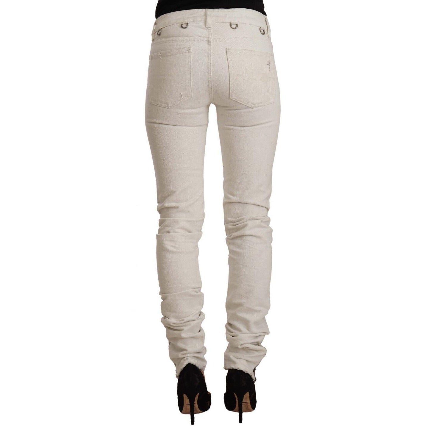 Karl Lagerfeld White Mid Waist Cotton Denim Slim Fit Jeans