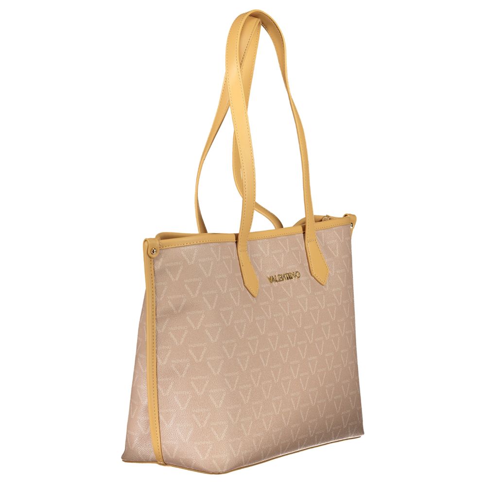 Mario Valentino Beige Polyurethane Women's Bag with Central Pocket and Zip Closure