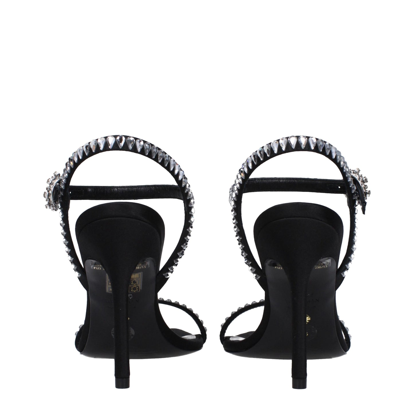 Stuart Weitzman Black Satin Stiletto Heel Sandals