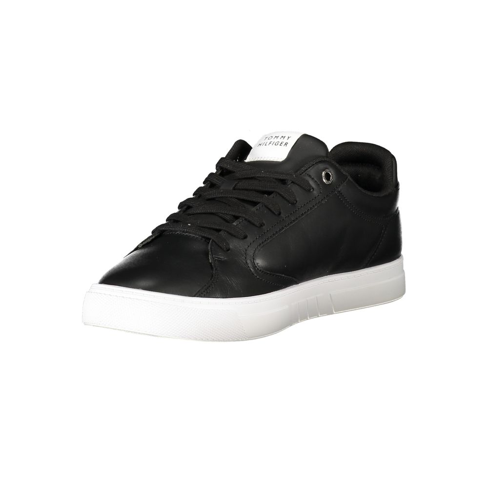 Tommy Hilfiger Black Leather Men Sneakers